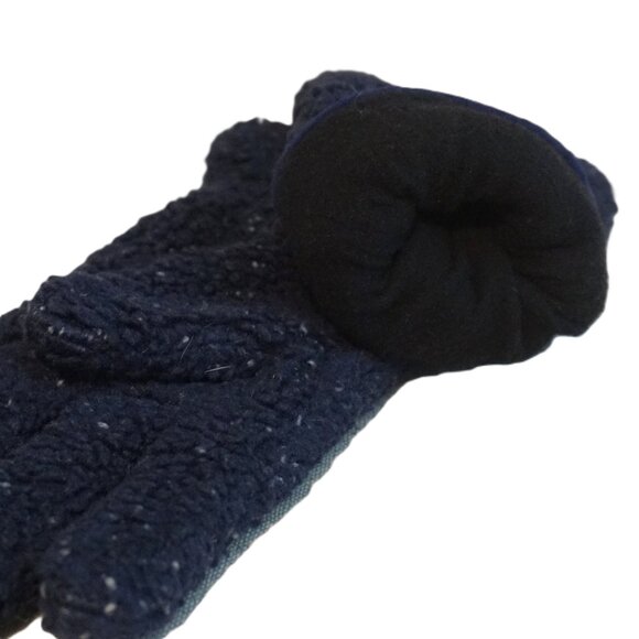 London Fog Navy Speckled Sherpa Gloves Fleece Lined Boys Large (12-15) - Picture 4 of 6